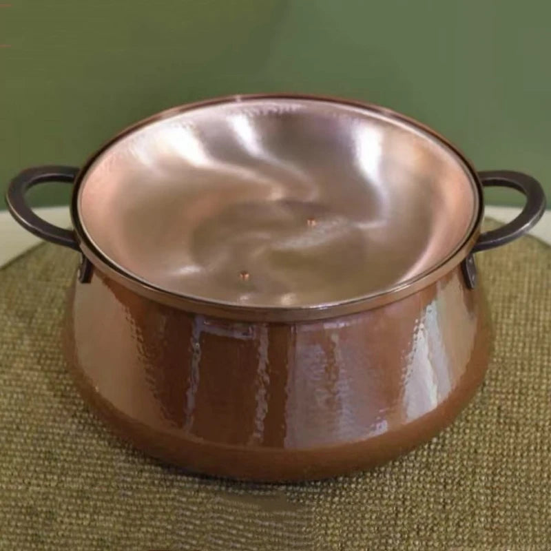 Vintage Copper Pot,Exquisite Luster Hot Pot Food Cooking Utensil for Boiling,Simmering and Soup Stewing,With lid Handheld Pots