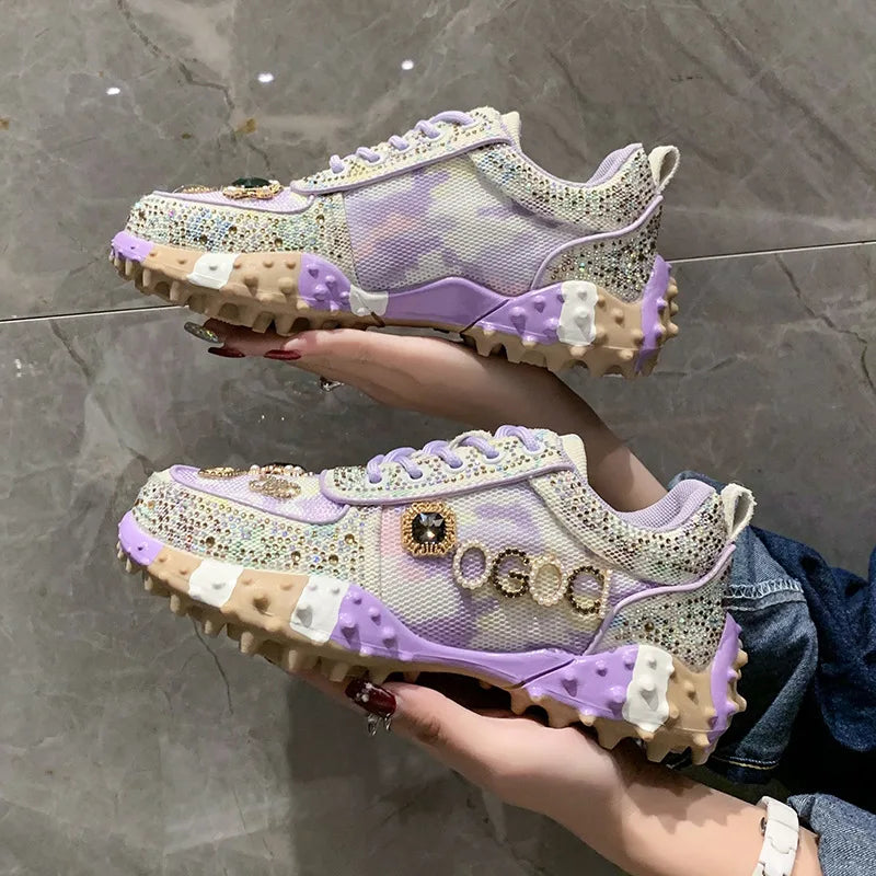 2025 Women Shoes New Rhinestone Women Sneakser Diamond Breathable Casual Designer Sneakers for Women Tenis Shose