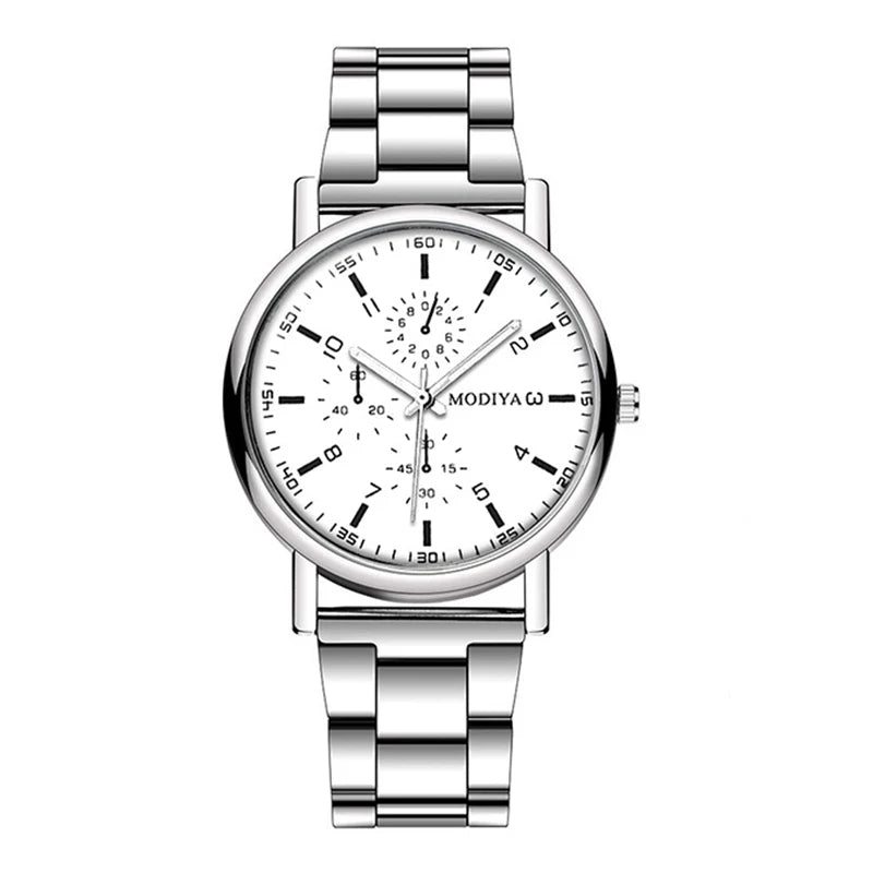Men's Watch Casual Silver Alloy Band Male Quartz Watches