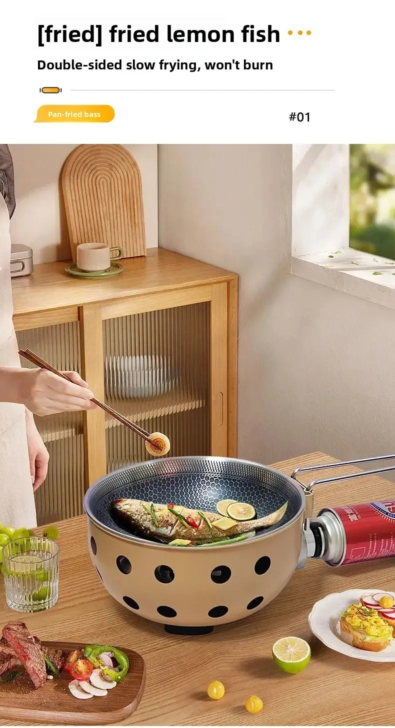 Outdoor integrated pot, card stove, multi-functional portable car camping, picnic, gas tank, universal pot, gas integrated pot