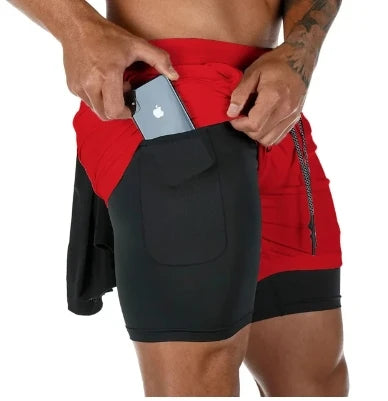 UFC two-in-one men's sports shorts, casual, quick-drying, double-layer breathable, suitable for summer running and fitness