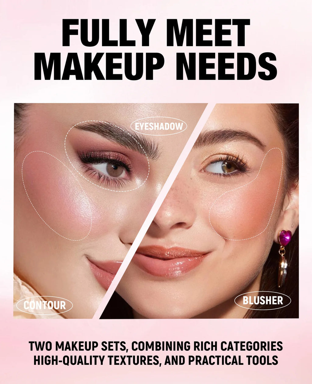 Professional Makeup Kit 11 Pieces Eyeshadow Contour Blusher Set Waterproof Highly Pigmented Smudge Proof Face Cosmetics Collecti