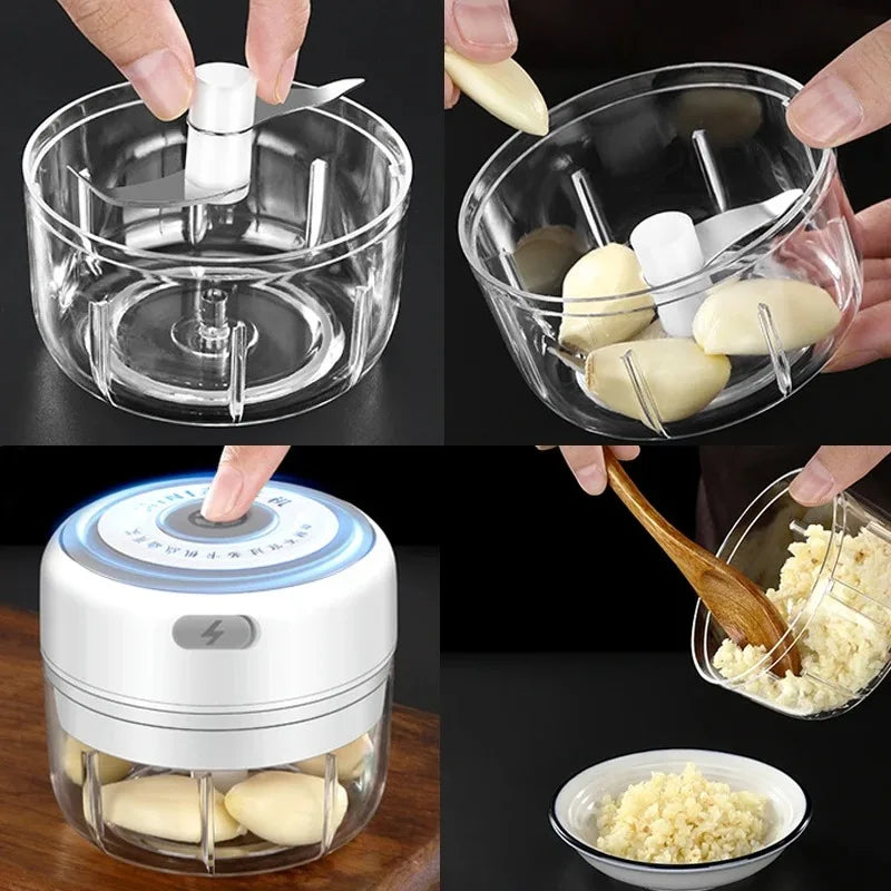 Electric Mini Garlic Masher USB Garlic Chopper Machine Ginger Vegetable Crusher Food Vegetable Processor Chili Chopper Masher
