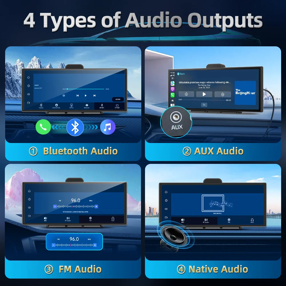 Imagebon H70K 11.4" 4K Dashcam Wireless CarPlay & Android Auto Dual Recording WiFi GPS Navigation AI Voice Night Vision Car DVR