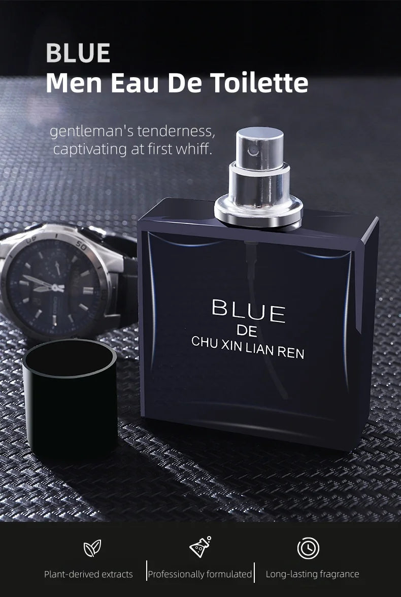 Blue Men's Perfume Woody Floral Lasting Fragrance Eau De Parfum Classic Homme Parfums Flirting Pheromone Cologne Gentlemen Spray