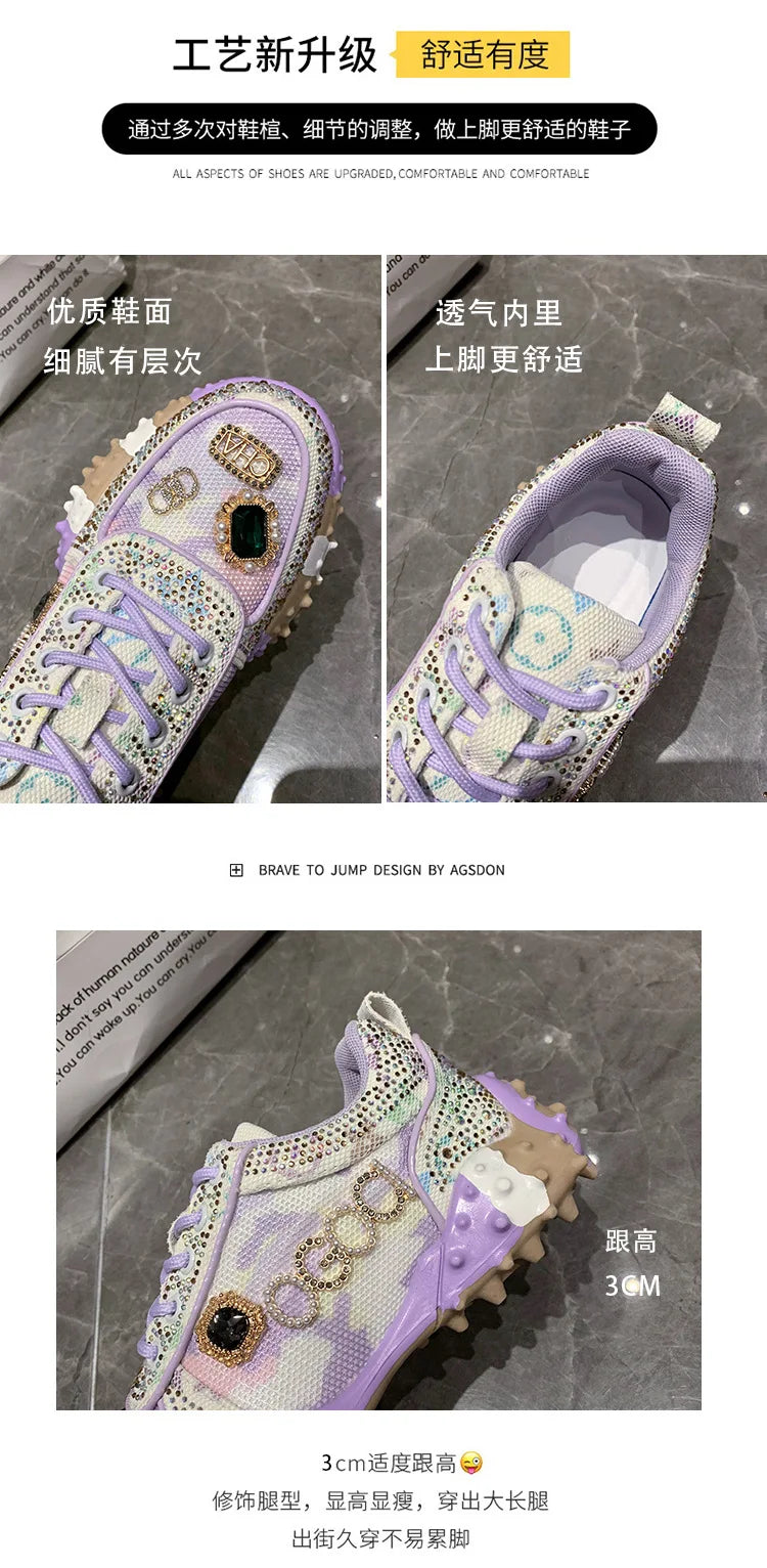 2025 Women Shoes New Rhinestone Women Sneakser Diamond Breathable Casual Designer Sneakers for Women Tenis Shose