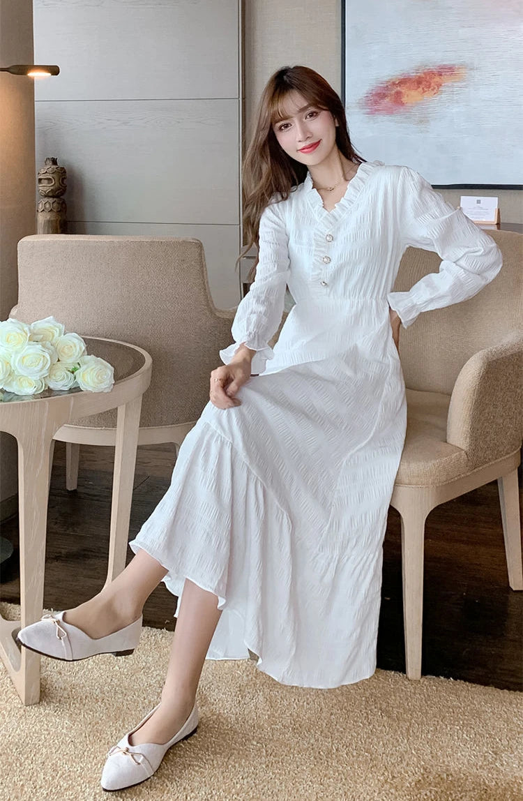 Clothing Holiday Female Dresses 2025 Beach Women's Dress Midi Long Sleeve X New Features of Cotton Summer Luxury Loose Trendy Xl