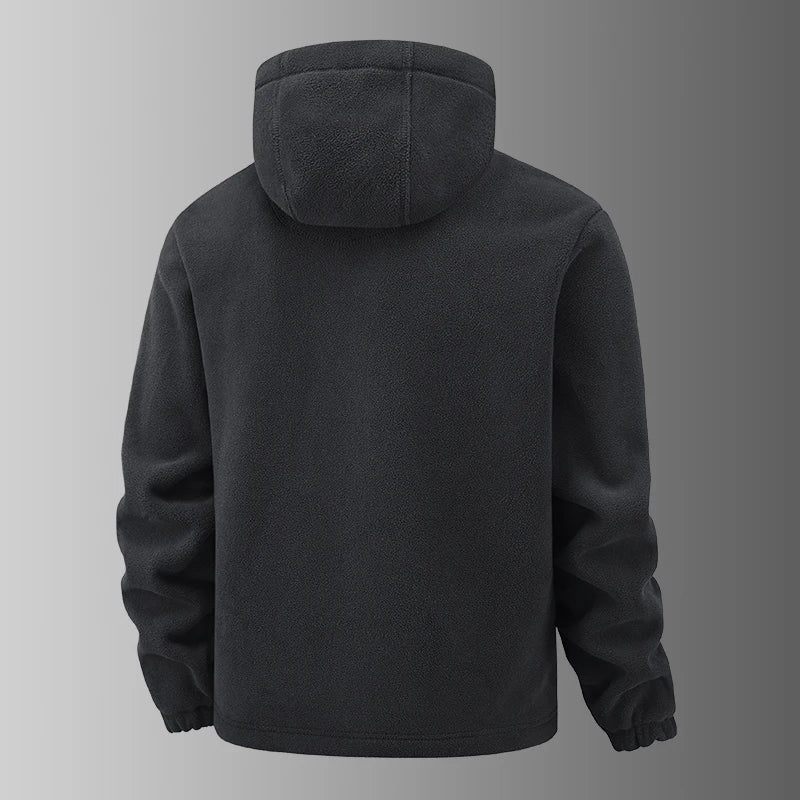 2025 Fleece Men's Coat Thickened Warm Windproof Loose Outdoor Collar Fleece Hooded Jacket Norwegian Printed Good Soldier