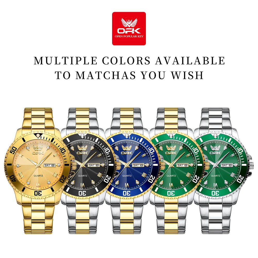 OPK Brand Men's Watches Luxury Gold Wristwatch for Men High-end Waterproof Original Watch 8171