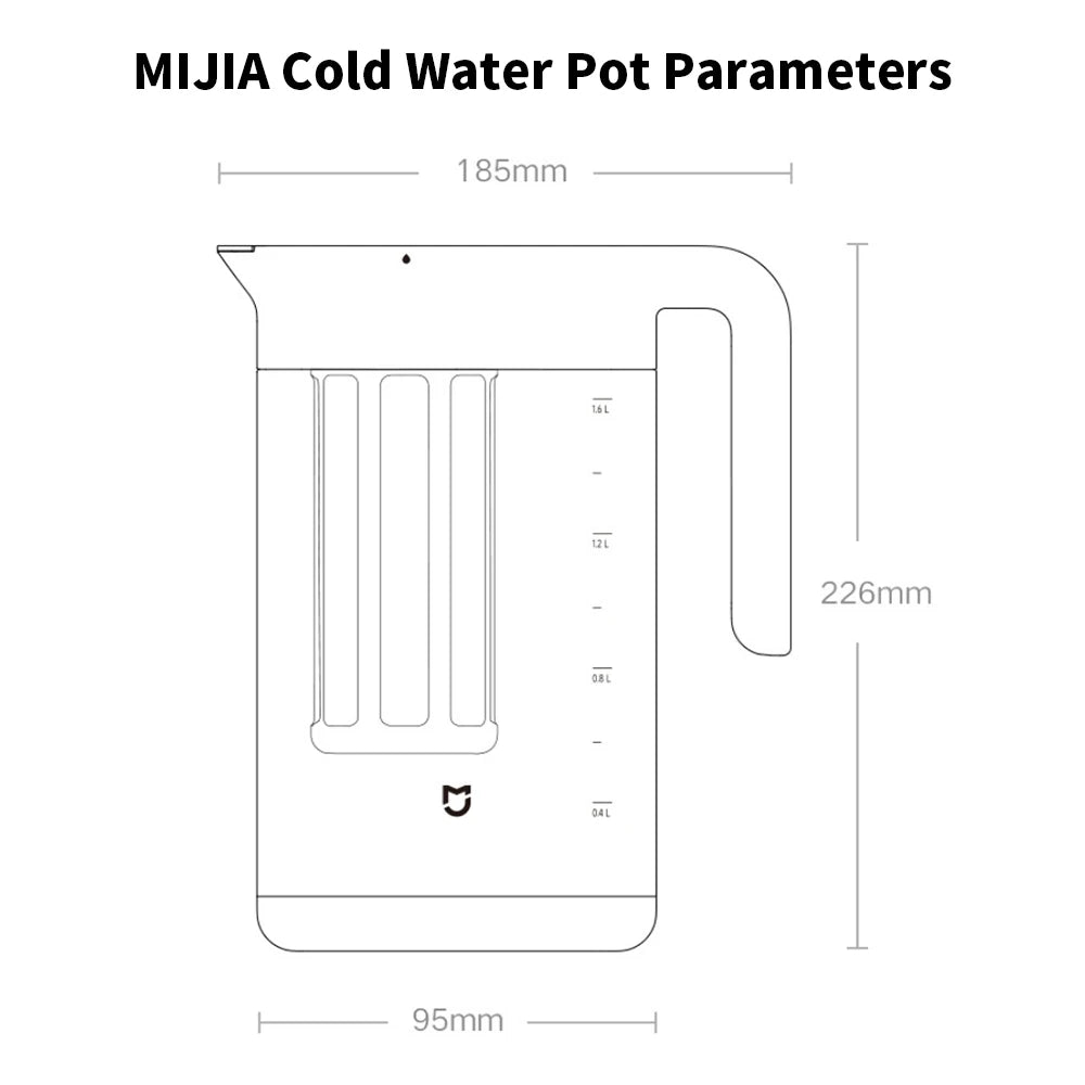 Original New Xiaomi MIJIA Cold Water Pot 1.6L Large Capacity Household Cold Water Pot Coffee Pot Tea Pot Ice Extraction Pot
