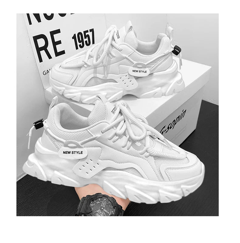 Sport Shose Male Fashion Street Shoes Lightweight Comfortable Lace-Up Gym Shoes Mens White Sneakers Platform Shoes Mens Trainers