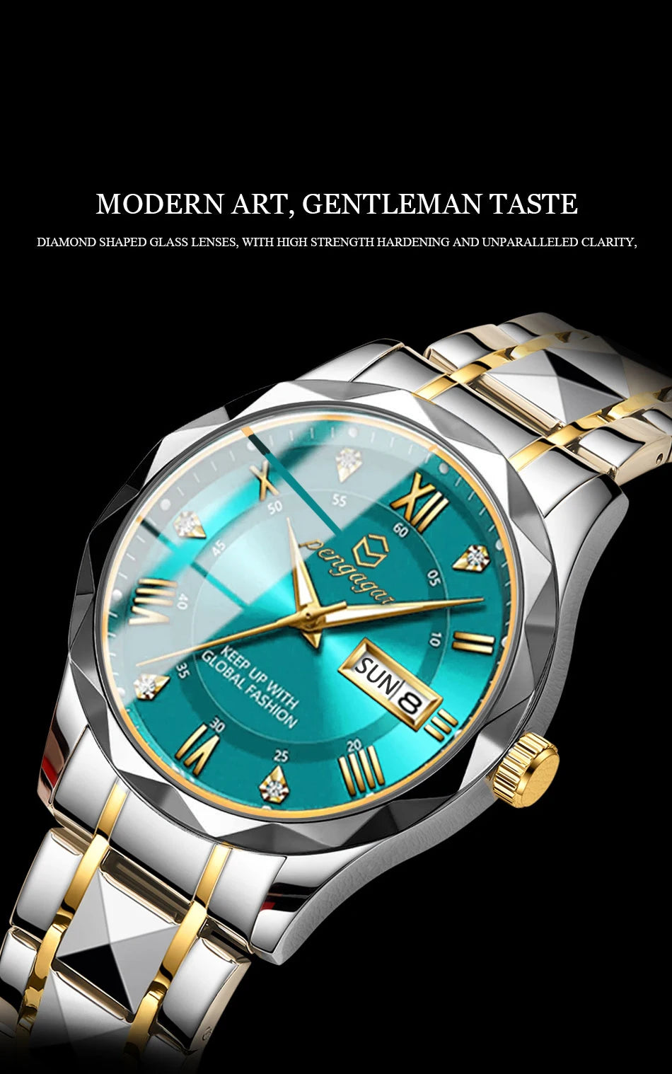 PENGAGAR Luxury Square Sport Man Wristwatch Waterproof Luminous Chronograph Quartz Men's Watches Stainless Steel Men Watch Reloj