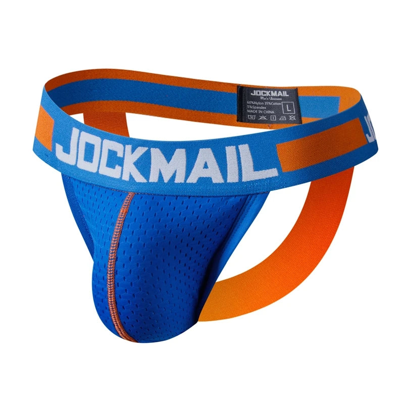 JOCKMAIL New Jocks Men Mesh Low Waist Sexy Men Underwear Briefs Gay Penis Pouch Wonderjock Bikini Underwear Man Jockstrap thong