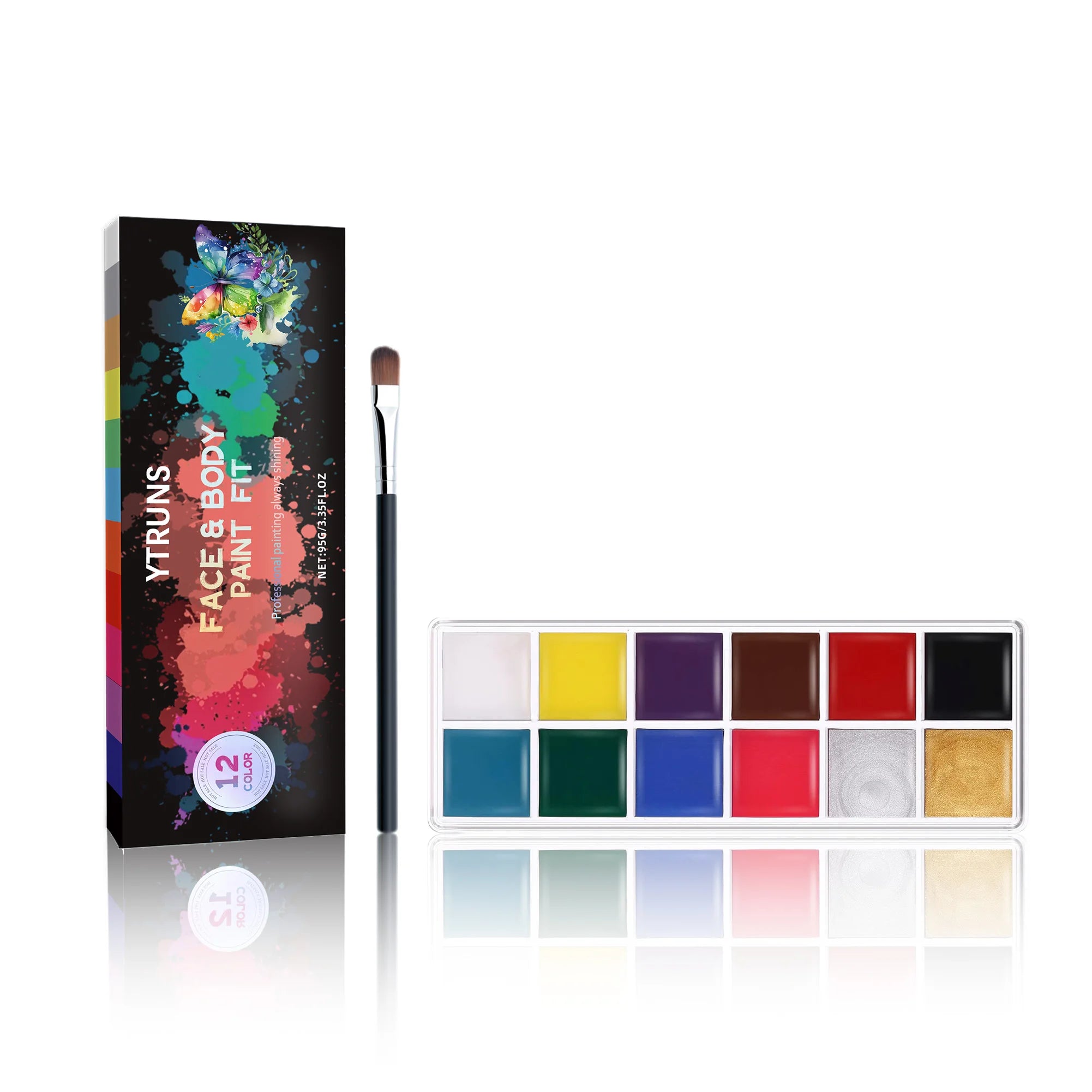 12-Color UV Glow Face and Body Paint Makeup Palette Set - Vibrant, Waterproof, Long-Lasting Halloween, Cosplay and Costume Makeu