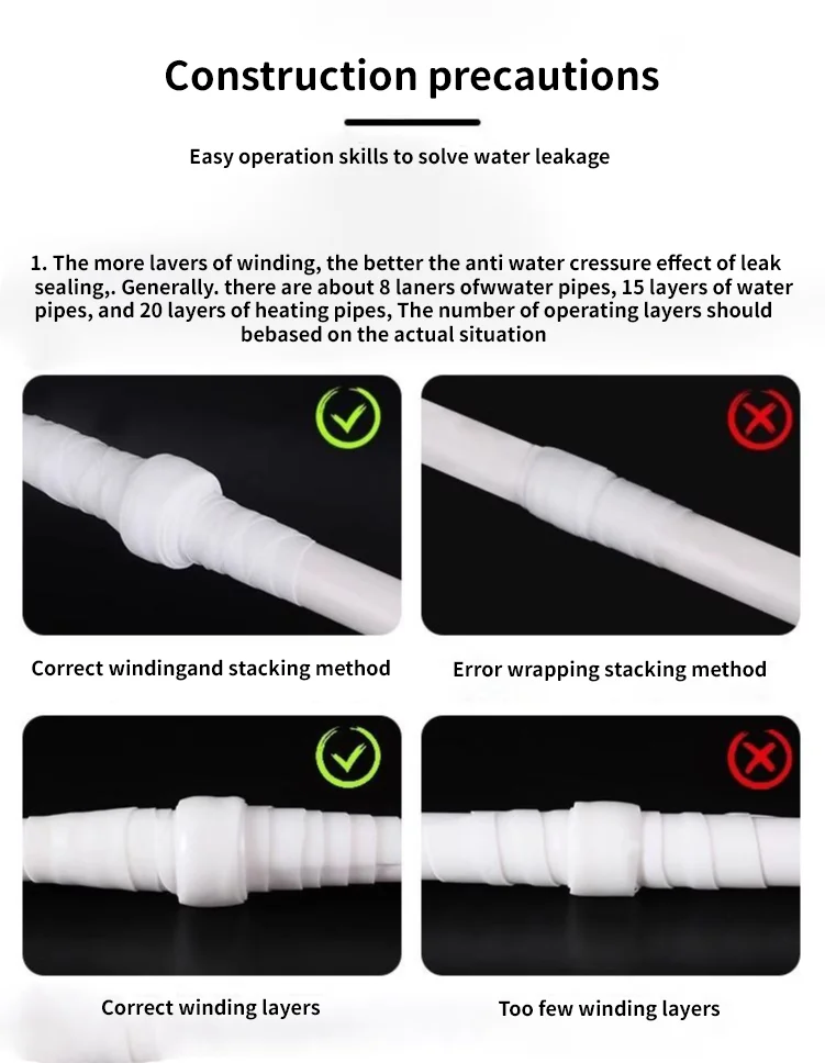 Insulating pipe tape with super waterproof, leak-stopping, sealing and repair performance is suitable for silicone kitchens