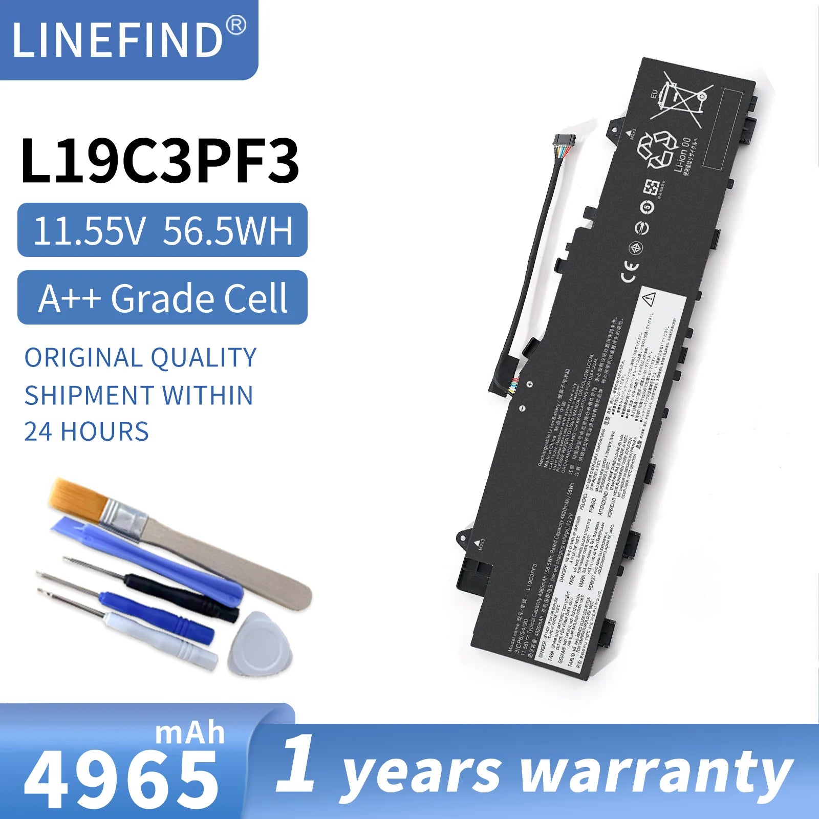Laptop Battery L19M3PF3 L19C3PF3 For Lenovo IdeaPad 5-14ALC05 5-14ITL05 5-14ARE05 5B10W86936 11.1V 44.5WH 4060mAh