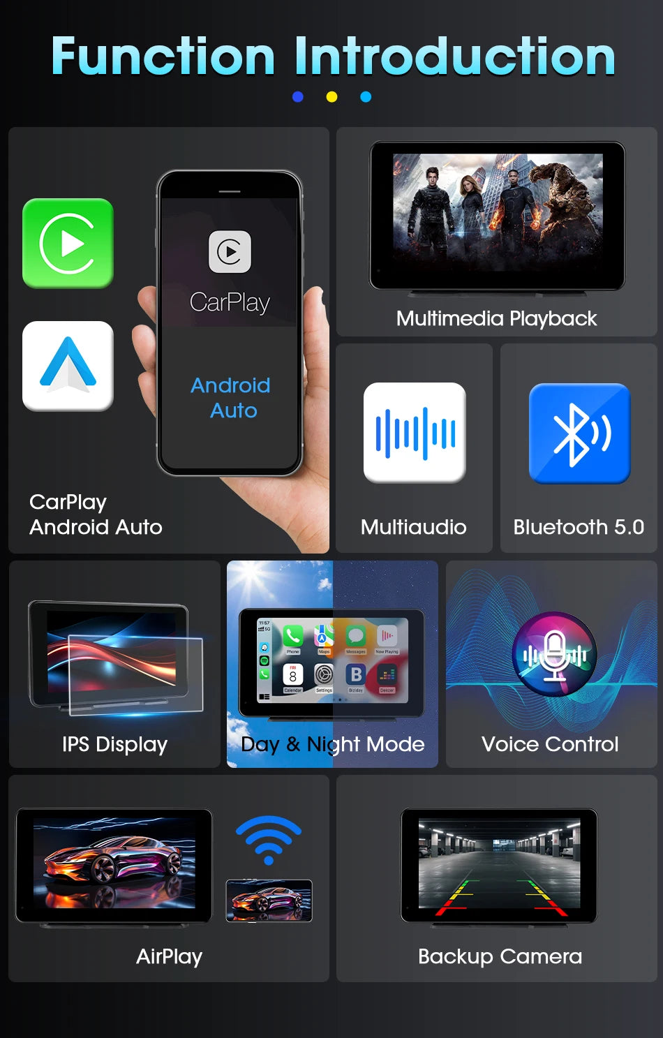 Vtopek 8.1 Inch 2.5K Dash Cam Wireless Carplay Android Auto Car DVR WiFi GPS Navigation Rearview Camera Dashboard Video Recorder