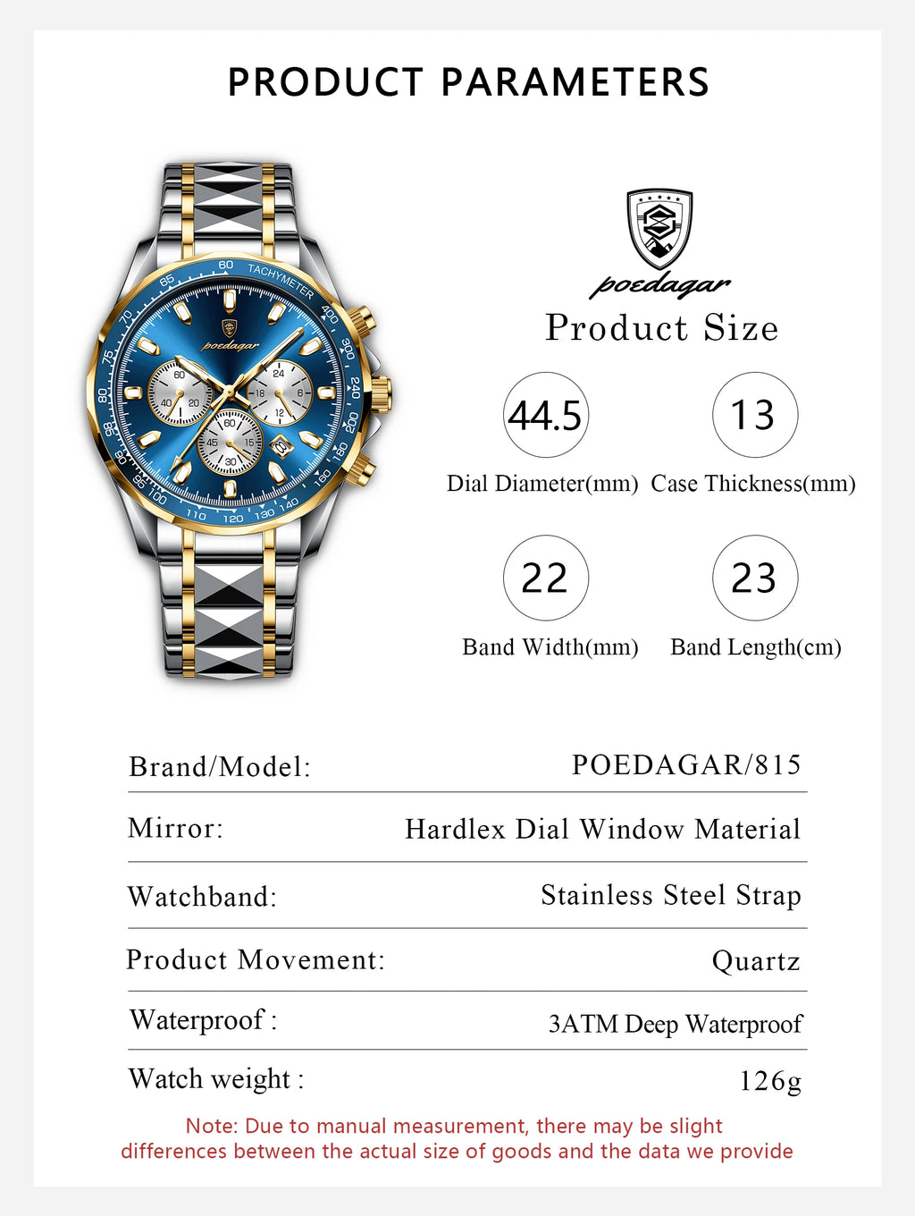 POEDAGAR Luxury Men's Watches Waterproof Luminous Date Chronograph Watch For Man Stainless Steel Fashion Sports Quartz Men Watch