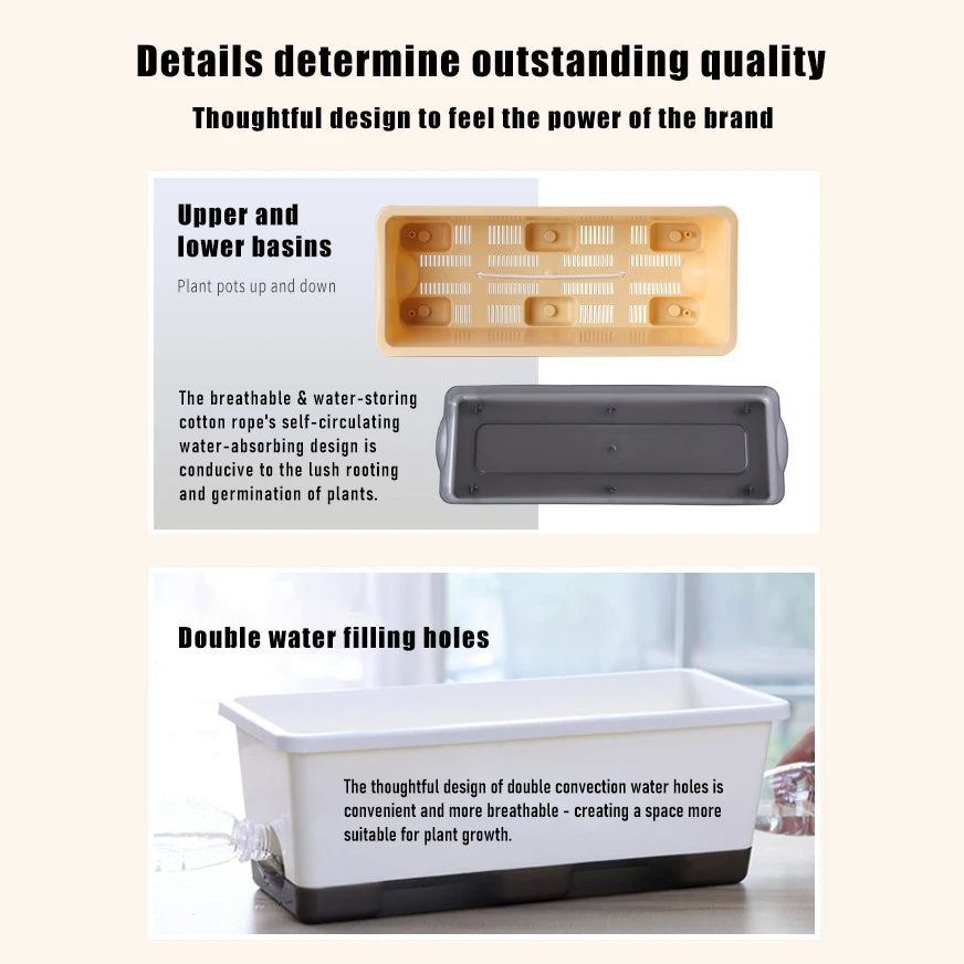 Second Generation Thickened Hollen Pot Self-priming Water Breathable Rectangular Vegetable Pots Home Garden Balcony Planting Box