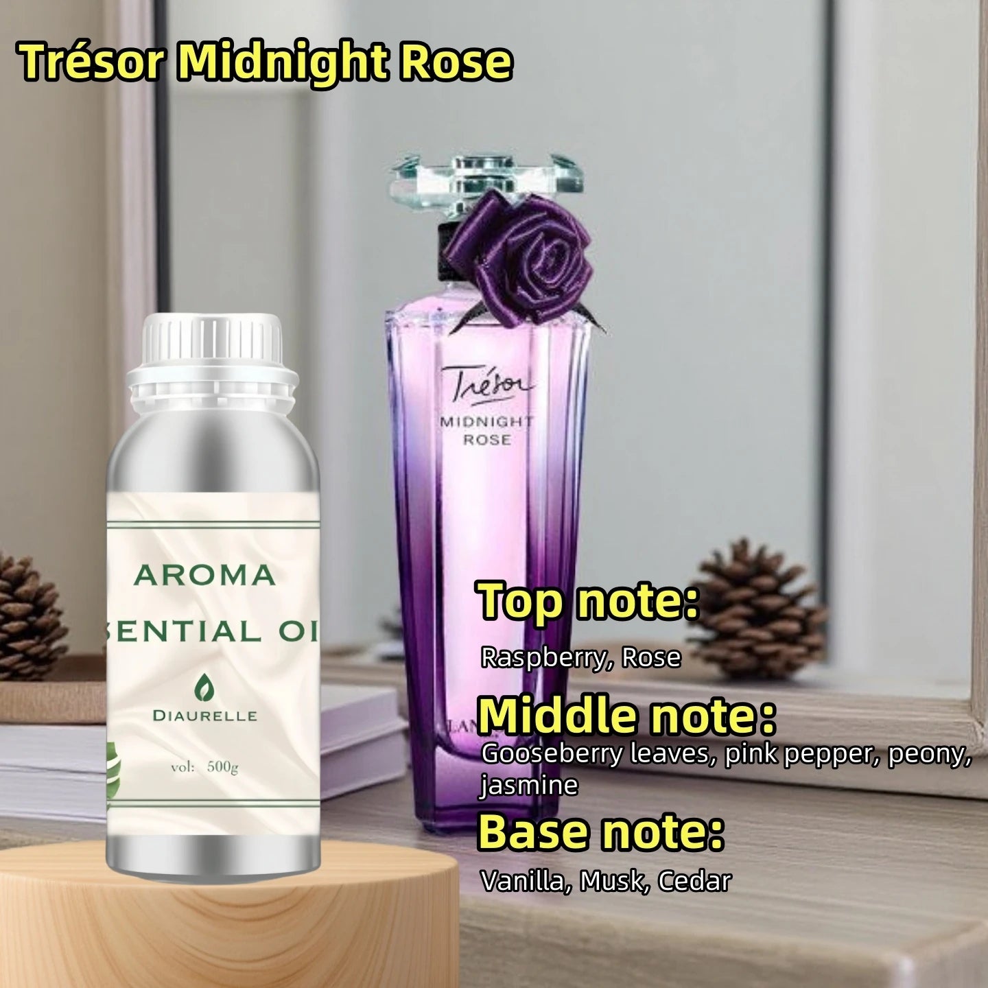 Aroma Diffuser Perfume Fragrance Oil Pure Scented Air Freshener Scent Diffusers Diaurelle 500ML Essential Oil Diffuser Natural