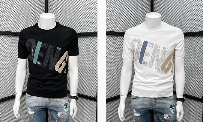 Clothing T Shirt For Men Wholesale Alphabet Man Tee Shirts Graphic Cotton Slim Fit Watercolor Streetwear Kpop Music Xl S Top