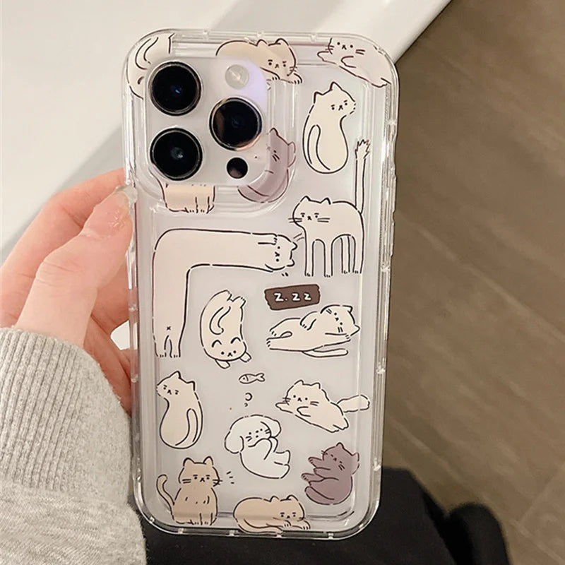 Cartoon Cat Graphic Soft Phone Case For Xiaomi Redmi Note 13 12 Pro Plus 5G 12S 11S 12S 11S 10S Redmi 12 13C 4G Shockproof Cover
