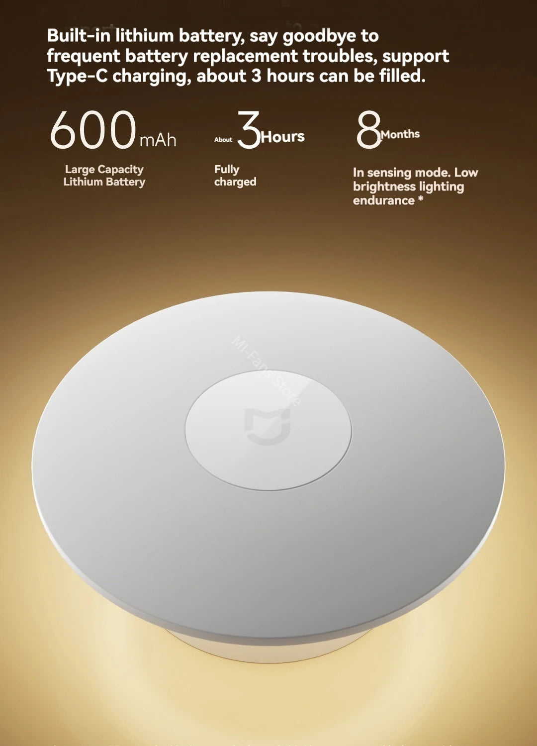 Xiaomi Mijia Night Light 3 Version 600mah Rechargeable Motion Sensor Adjustable  Brightness Smart Human Light Sensor Night Lamp