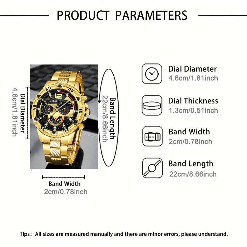 Men Watch 2pcs/set, Classic Fashion Men's Business Quartz Watches Sets Analog Casual Wrist Watch Sets, Gifts for Men.