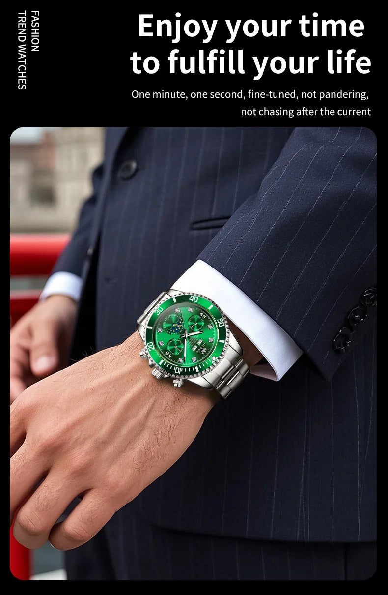 OLEVS 6729 Automatic Watch Man 24 Hour Moon Phase Mechanical Watch For Men Luxury 30M Waterproof Luminous Date Men's Wristwatch