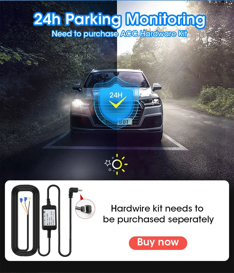 Srnubi Universal 11.26” Car DVR Wireless Carplay Android Auto 4K Front 1080P Rear Camera Dashcam GPS Navi Dashboard 24H Parking