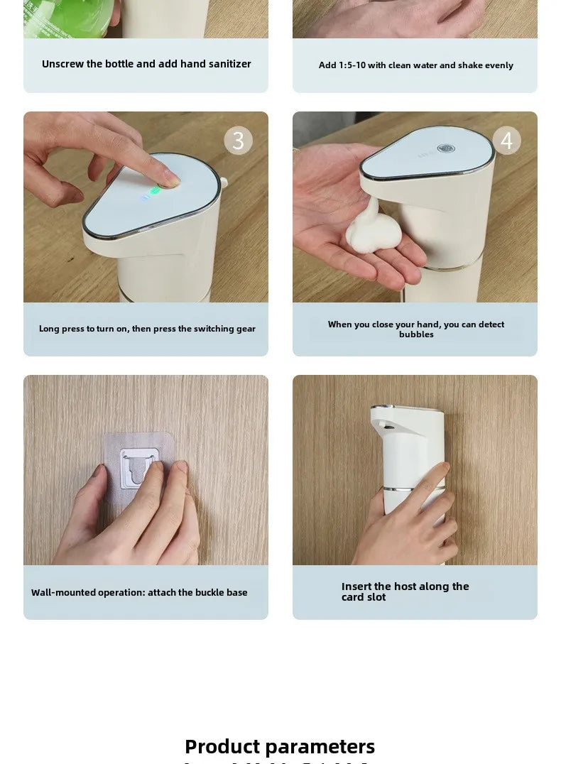 Household energy sensing multi gear contactless wall mounted vertical hand sanitizer rechargeable soap dispenser foam machine