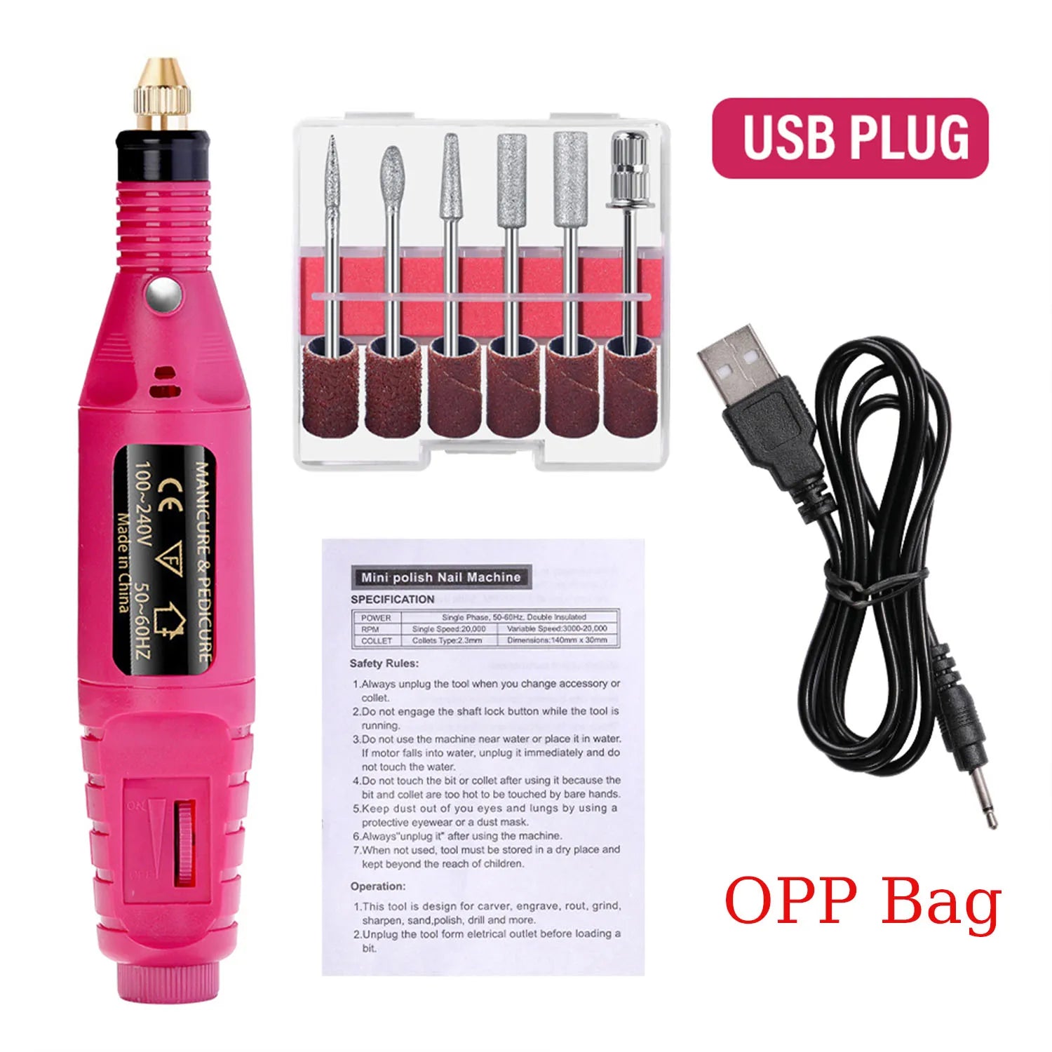 LULAA Electric Nail Drill Kit Portable Nail File Machine Nail Rotary Tool Manicure with USB Cable Christmas Gift for Women