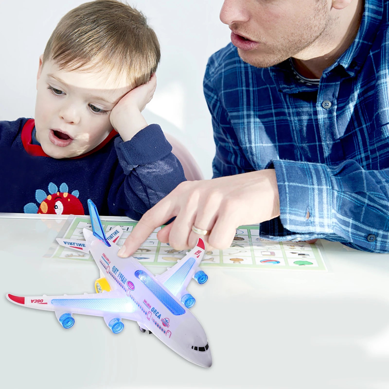 Electronic Aeroplane Toy with Music Autopilot Flash Sound Aircraft Automatic Rotation Plane Educational Toy Gift For Children