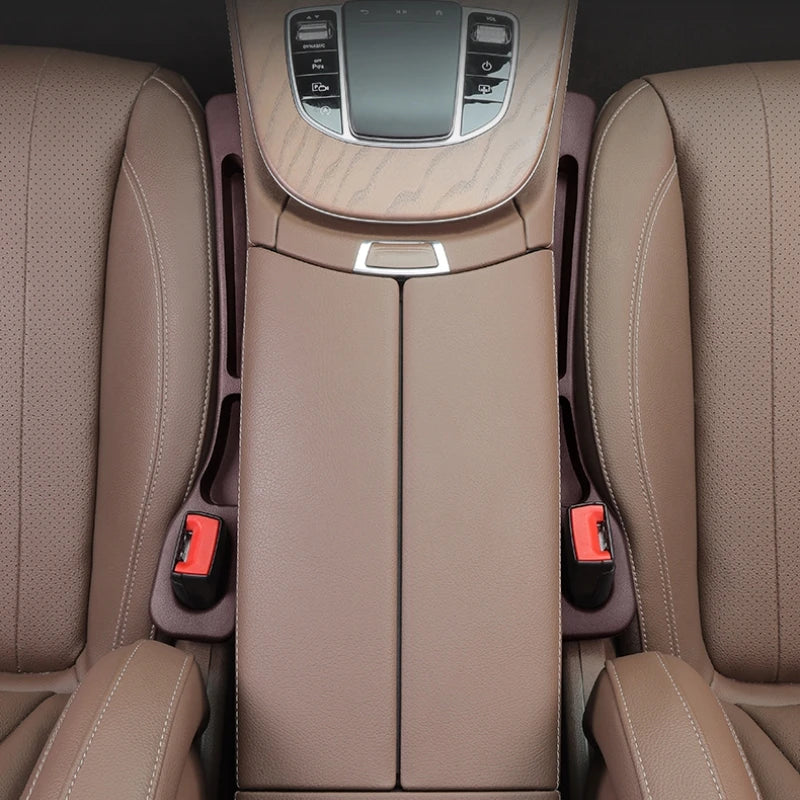 2pc Car Seat Gap Filler Organizer Pu Waterproof Car Seat Gap Plug Strip with 2 Grooves Seat Gap Storage Auto Interior Accessorie