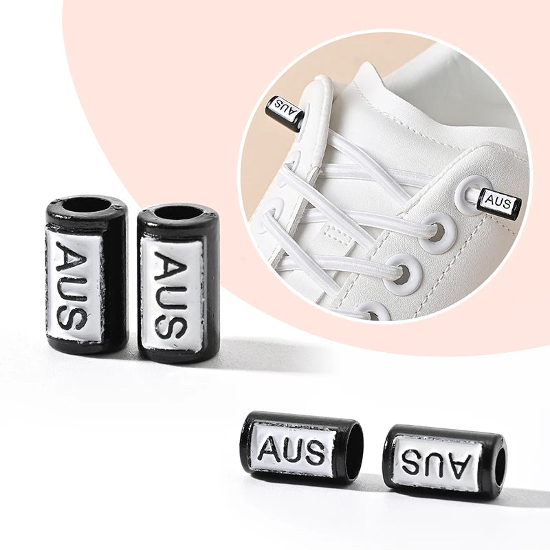 No Tie Shoe Laces Cylindrical buckle Black White Fashion Without Ties Elastic Laces Sneaker Kids Adult