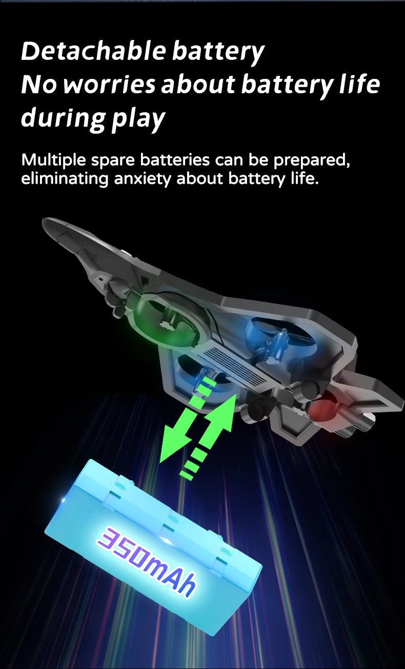 L101 RC Foam Airplane 2.4G RC Fighter Stunt Tumbling Helicopter with LED Colored Lights Airplane Model Toy