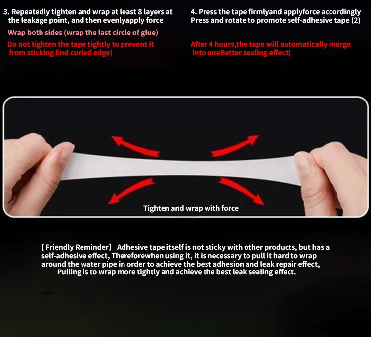Insulating pipe tape with super waterproof, leak-stopping, sealing and repair performance is suitable for silicone kitchens