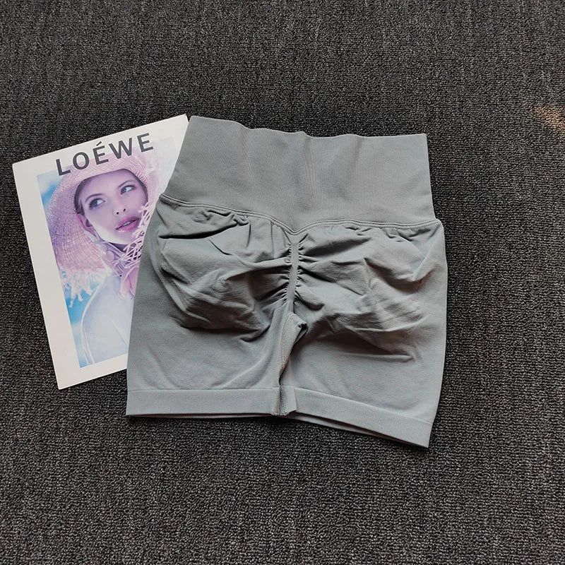 Yoga Shorts Peach Hot Girls Three-Cross Pants High Waist Knitted Pressure Running Sport Elastic Belly Lifting Butt Tight Pants