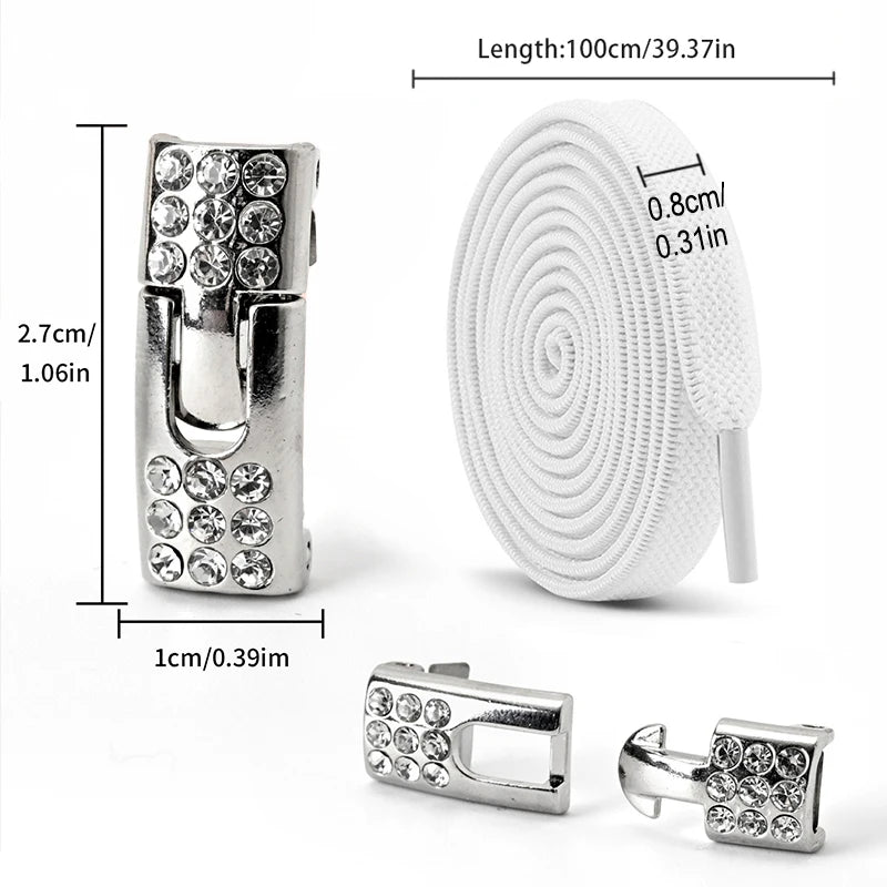 No Tie Shoe Laces Diamond Buckle Elastic Laces Shoelaces Sneaker Kids Adult Shoelace Suitable For Sports Casual Shoes Boots