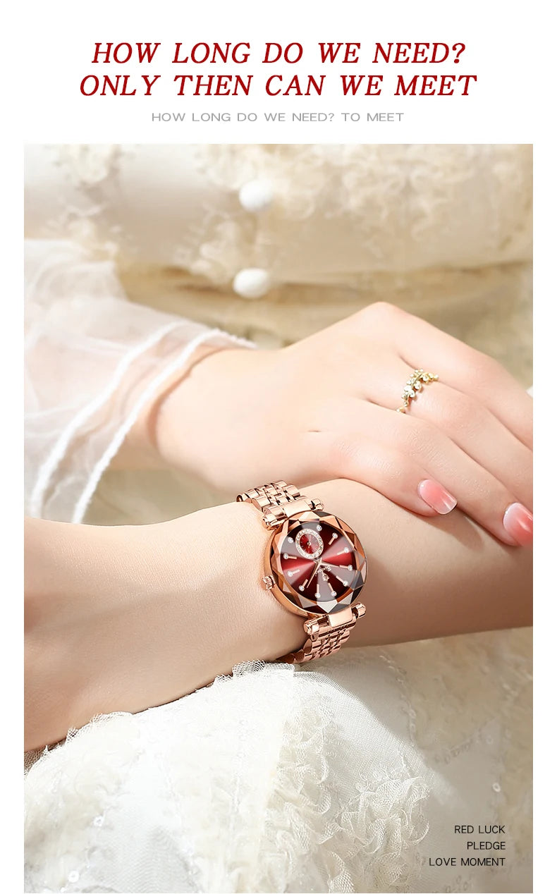 BINBOND Fashion Elegant Women Quartz Watches Original Heart Of The Ocean Design Waterproof Luminous Diamond Lady Casual Watches