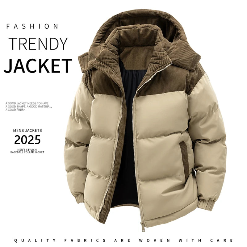 Autumn Winter Men Outdoor Removable Hooded Windbreak Jacket Coats Men Warm Outwear Casual Fashion Solid Parkas Jacket Male Tops