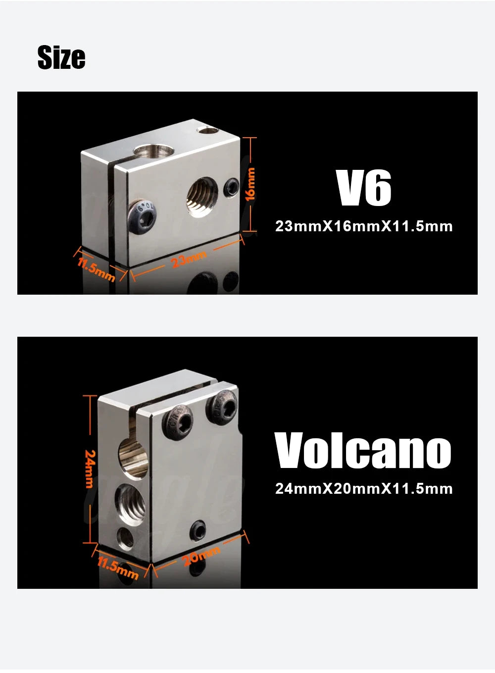 Trianglelab v6 Brass Heatblock For Hotend 3D Printer High Temperature Hardened Steel V6 Nozzles DDB  MATRIX EXTRUDER