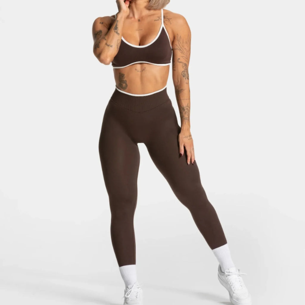 Summer Women's Solid Color Gym Sports Bra Sexy Backless Knitted Bra with Chest Cushion Suspender Bra Yoga Fitness Top