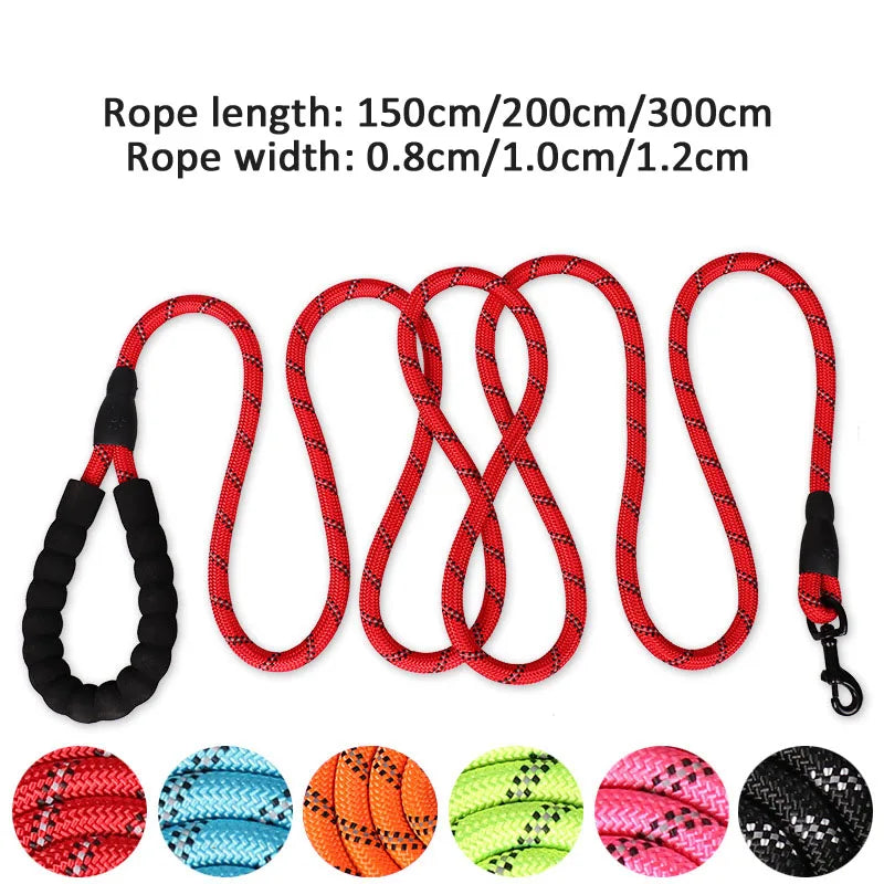 Pet Dog Leash Night Reflection Outdoor Multicolor Round Rope For Big Small Medium Large Dog Drag Pull Tow Leash Dog Accessories