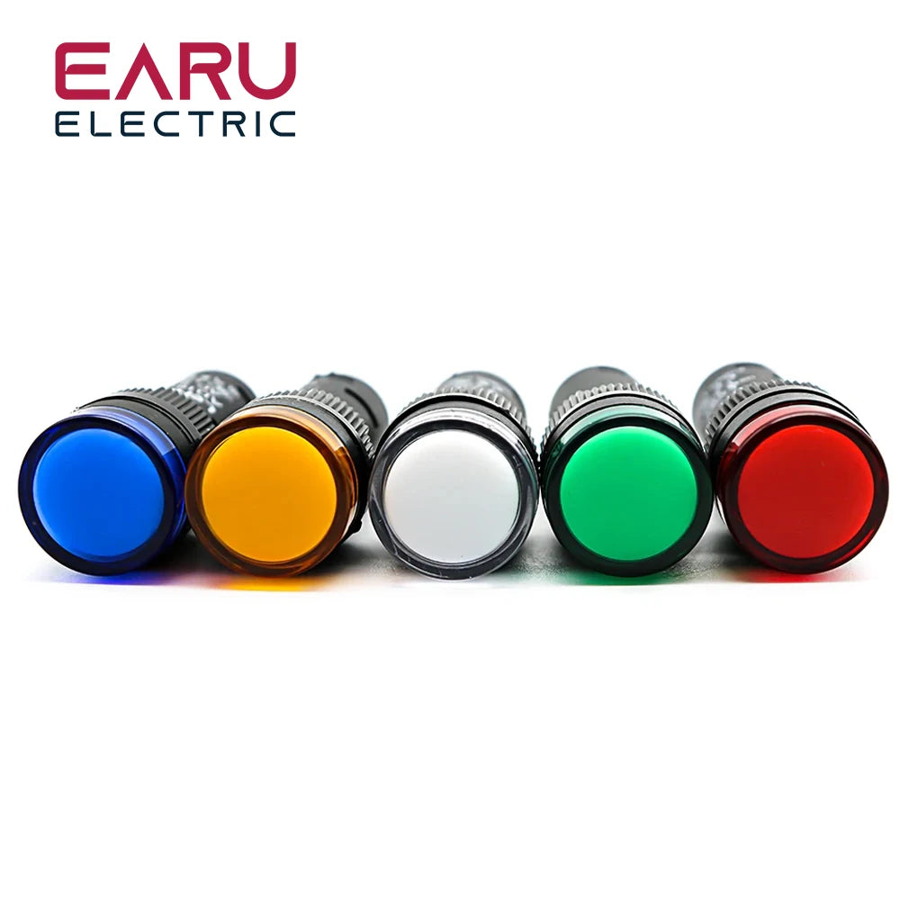 Indicator Signal Lamp Light Waterproof ad16-16ds 16mm AC/DC 12V 24V 110V 220V 380V Red Green Yellow Blue White LED Bulbs 20mA