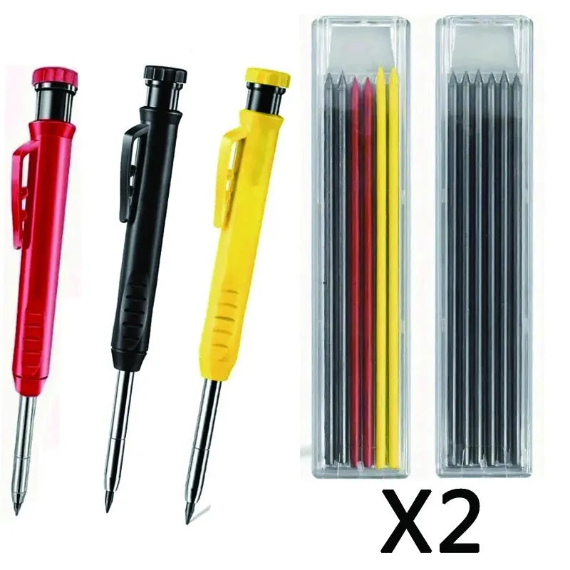 Solid Carpenter Pencil Set Woodworking Tools Mechanical Pencil 5 Colors Refill Construction Job Tools Carpentry Marking Scriber
