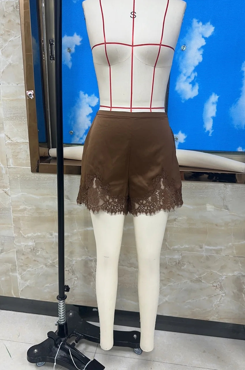 Women Y2k Slik Lace Trim Shorts Stain Pajama Micro Mini Slip Boxer Shorts Low Rise Lounge Pj Bottoms Pettipants Streetwear