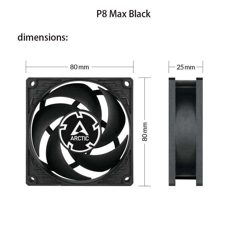 ARCTIC P8 Max High-Performance 80mm Case Fan,PWM Controlled 500–5000 RPM,Optimised for Static Pressure,Fluid Dynamic Bearing