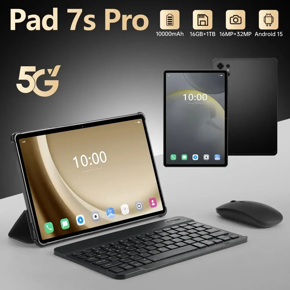 Global Edition New Original Pad 7s pro Tablets 10.1"  Android 15 Tablet PC 22GB+2TB 10000mAh 5G Dual SIM WiFi Kids Tablet Tab