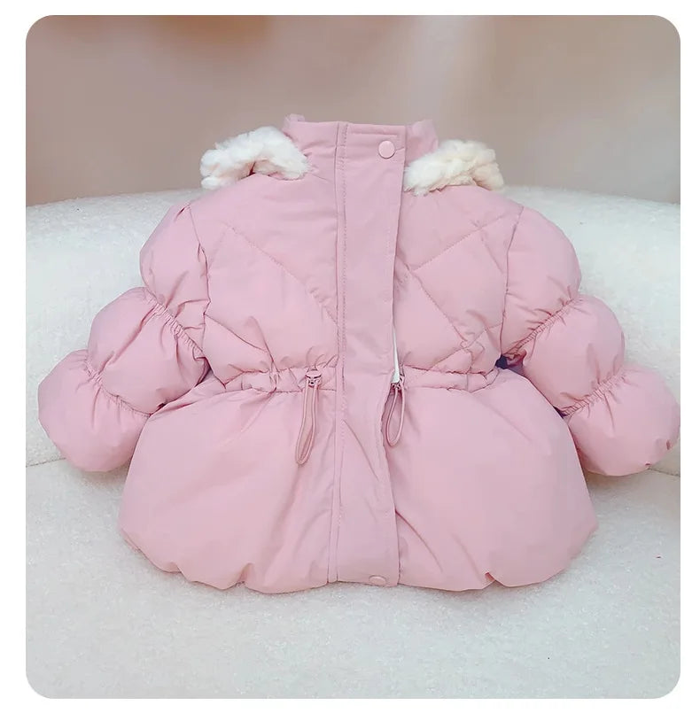Winter clothing, children's fashionable cotton jacket with plush and thick cotton clothing, baby and girl's cotton clothing